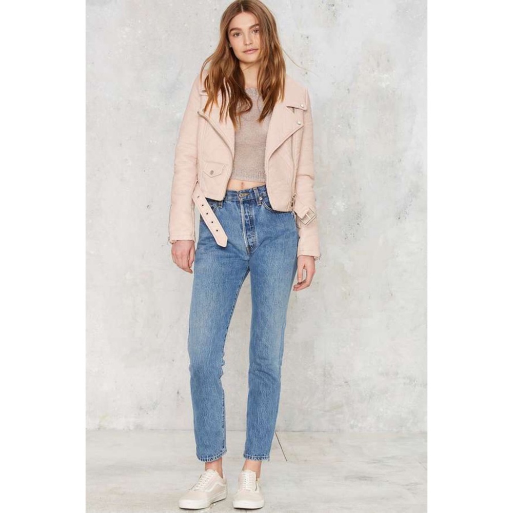 ❌SOLD❌ Blush Faux Leather Moto Jacket ❌SOLD❌ - Picture 3 of 13